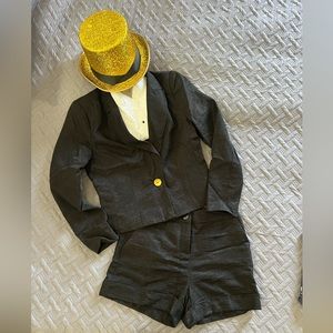 Fitted Tuxedo Dance Costume!-  Venus Blazer/shorts/tuxedo top, bowtie & gold hat